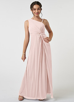 Azazie Brooke Junior Abito A-Line in Maglia Plissettato Rosa Rossore image1