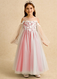 Azazie Zimi vestidos de niña de las flores Vestido de Coral de Tul de Princesa con Escote de Corazón image5