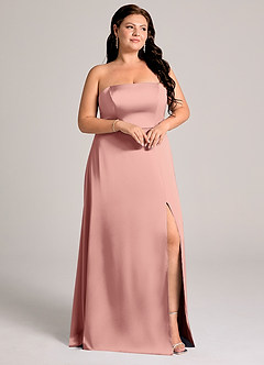 Azazie Wren Bridesmaid Dresses Rosette A-Line Strapless Stretch Satin Convertible Dress image10