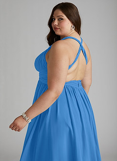 Azazie Ashia Bridesmaid Dresses Blue Jay A-Line Pleated Chiffon Dress image8