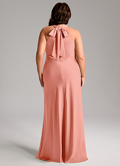 Azazie Doretta Bridesmaid Dresses Coral Mermaid Pleated Stretch Satin Dress image10