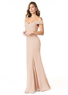 Azazie Lecia Bridesmaid Dresses English Rose Empire Off-The-Shoulder Pleated Chiffon Convertible Dress image5