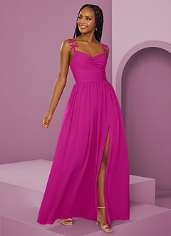 Barbie ♥ Azazie Abiti da Damigella Abito A-Line in Chiffon Plissettato Fucsia image15