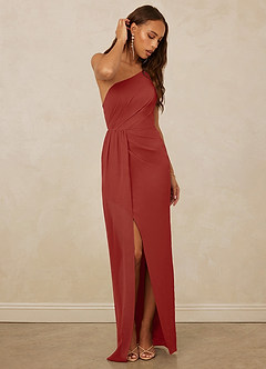 Christian Siriano Bridal for Azazie 1003 Brautjungfernkleider Etui One-Shoulder Chiffon Kleid Terrakotta image3