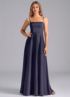 Azazie Elita Bridesmaid Dresses Stormy A-Line Pleated Stretch Satin Dress image1