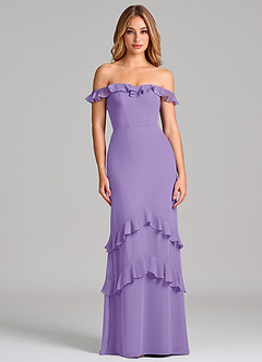 Azazie Marilynn Final Sale Tahiti Mermaid Off the Shoulder Chiffon Dress image3