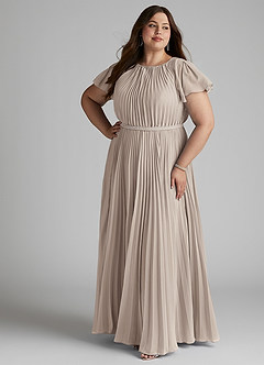 Azazie Kara Robes de demoiselle d'honneur modestes Robe Trapèze Plissée Longueur ras du sol Mousseline de soie image13