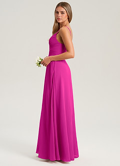 Azazie Terese Jurken voor bruidsmeisjes Jurk van Chiffon met A-Lijn Geplooid Fuchsia image4