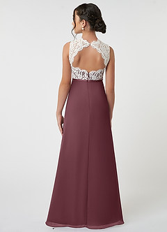 Azazie Rana Junior A-Linie Spitze Chiffon Kleid Sangria image2