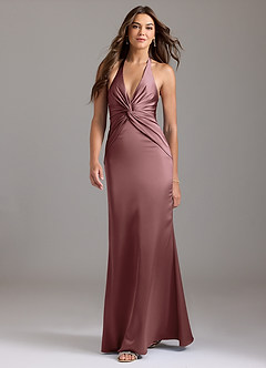 Azazie Valerie Bridesmaid Dresses Vintage Mauve Mermaid Pleated Stretch Satin Dress image3