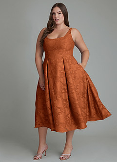Azazie Amalie Brautjungfernkleider A-Linie Plissee Blumen-Burnout Kleid Gebranntes Orange image7