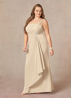 Azazie Weisz Mother of the Bride Dresses Champagne A-Line Square Neckline Pleated Chiffon Dress image5
