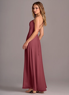 Azazie Mei Probar vestidos en casa Vestido de Azul Polvoriento de Gasa de Corte en A image5