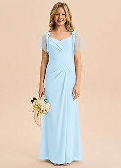 Azazie Indy Junior Sky Blue Sheath Ruched Chiffon Dress image1
