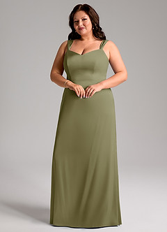 Azazie Denice Bridesmaid Dresses Pistachio Sheath Pleated Stretch Satin Dress image6