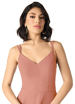 Azazie Janine Vestidos de damas de honor Vestido de Mai Tai de Gasa de Corte en A con Cuello en V image3