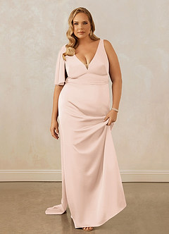 Christian Siriano Bridal for Azazie 1011 Bridesmaid Dresses Blushing Pink Mermaid Bow Stretch Satin Dress image16