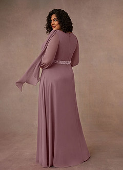 Azazie Priyanka Mother of the Bride Dresses Dusty Rose A-Line Boatneck Pleated Chiffon Dress image6