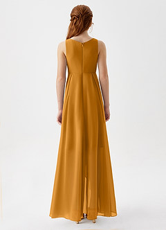 Azazie Lizette Junior Butterscotch A-Line Pleated Chiffon Dress image6