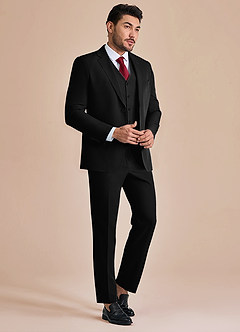 front James Black Structured Stretch 3-piece suit