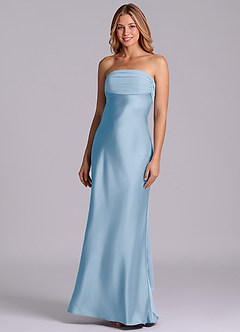 Azazie Ailanie Brudtärnklänningar Klä av Tubklänning i Stretch Satin Axelbandslös Puderblå image1