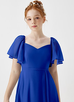 Azazie Chloe Junior Dusty Blue A-Line Sweetheart Neckline Chiffon Dress image6