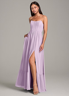 Azazie Kailee Brautjungfernkleider A-Linie mit Taschen Chiffon Kleid Frostiges Flieder image4