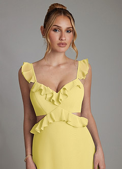 Azazie Malaya Bridesmaid Dresses Canary A-Line Corset Chiffon Dress image3