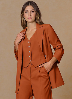 front Rowan Burnt Orange Refined Weave Performance 3-Piece Suit