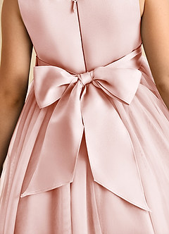 Azazie Twinsie Abiti da Ragazza di Fiori Abito A-Line in Tulle Fiocco Rosa Rossore image8