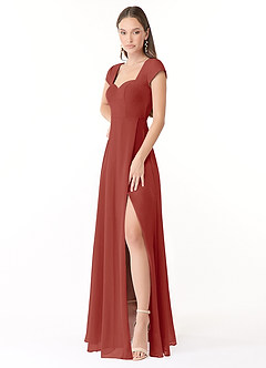 Azazie Hainsly Bridesmaid Dresses Terracotta A-Line Sweetheart Neckline Chiffon Dress image3