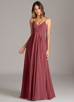 Azazie Amani Brautjungfernkleider A-Linie Plissee Chiffon Kleid Merlot image4