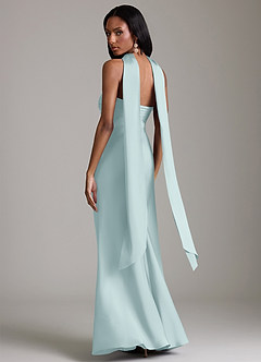 Azazie Saylor Vestidos de damas de honor Vestido de Neblina de Satén Elástico de Corte Sirena con Sin tirantes image8