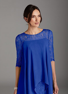 Azazie Flo Mother of the Bride Dresses Royal Blue A-Line Lace Chiffon Dress image2