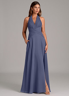 Azazie Elizabeth Bridesmaid Dresses Stormy A-Line Pleated Chiffon Dress image3