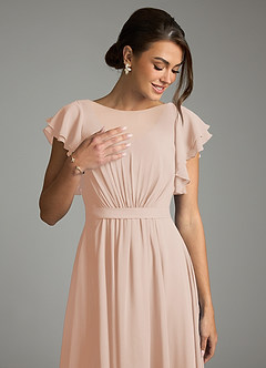 Azazie Daphne vestidos de dama de honor modestos Vestido de Corte en A Volantes Hasta el suelo Gasa image5