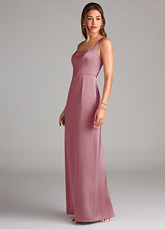 Azazie Flori Bridesmaid Dresses Vintage Mauve Sheath Side Slit Stretch Satin Dress image4