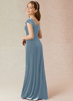 Azazie Gabi Junior Dusty Blue A-Line Velvet Dress image2