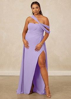 Christian Siriano Bridal for Azazie 1014 Bridesmaid Dresses Lilac A-Line Off the Shoulder Chiffon Dress image12
