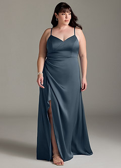 Azazie Marchella Bridesmaid Dresses Twilight A-Line Corset Stretch Satin Dress image7