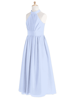 Azazie Iman Junior Ice A-Line Pleated Chiffon Dress image8
