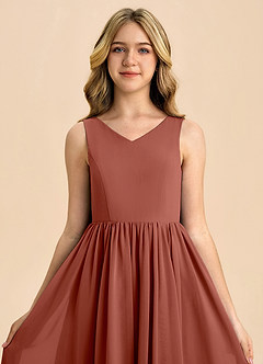 Azazie Hathaway Junior Auburn A-Line Bow Chiffon Dress image6