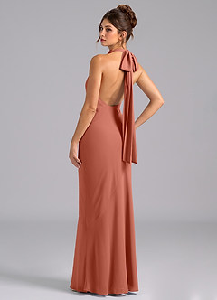 Azazie Velli Bridesmaid Dresses Clay Mermaid Bow Chiffon Dress image7
