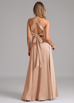 Azazie Evalleen Bridesmaid Dresses English Rose A-Line Pleated Stretch Satin Dress image6