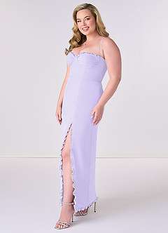 Barbie ♥ Azazie Bridesmaid Dresses Lilac Sheath Corset Chiffon Dress image9