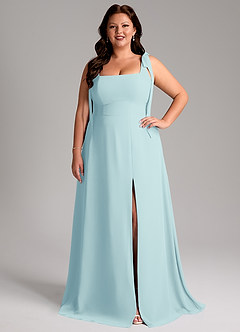 Azazie Debra Bridesmaid Dresses Sea Glass A-Line with Pockets Chiffon Convertible Dress image8