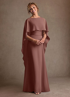 Azazie Marilla Mother of the Bride Dresses Espresso A-Line Pleated Chiffon Dress image6