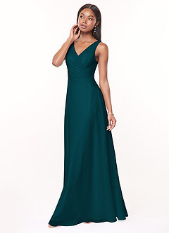 Azazie Nala Bridesmaid Dresses Pine A-Line Pleated Chiffon Dress image3