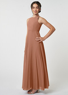 Azazie Lindie Junior Bronzer A-Line Pleated Chiffon Dress image3