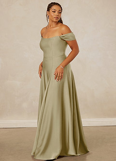 Christian Siriano Bridal for Azazie 1002 Vestidos de damas de honor Vestido de Musgo Verde de Satén Elástico de Corte en A Convertible con Vestidos sin tirantes image12